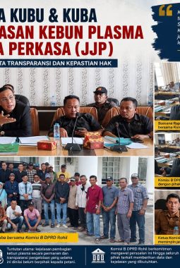 Petani Plasma Kubu dan Kuba Datangi DPRD Rohil, Tuntut Transparansi Kebun Plasma PT JJP